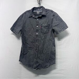 Levi's Denim Button Stone Wash Down Short Sleeve Shirt Size M